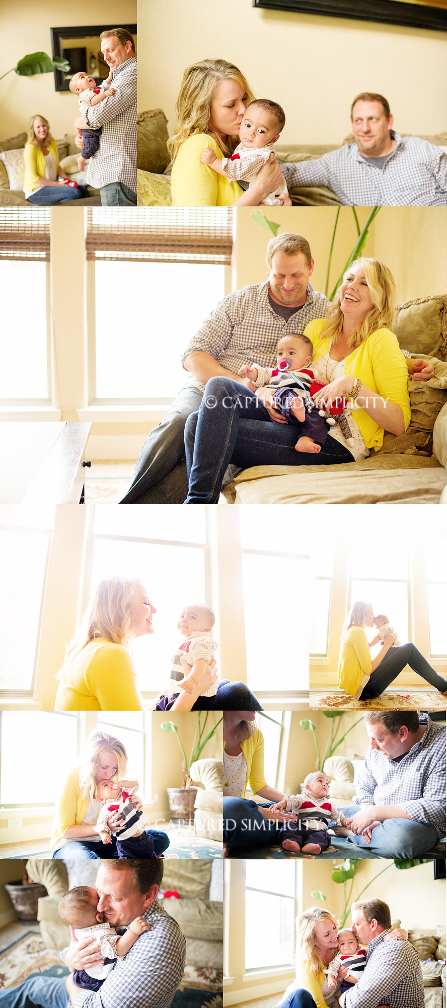 mom and dad take photos with baby